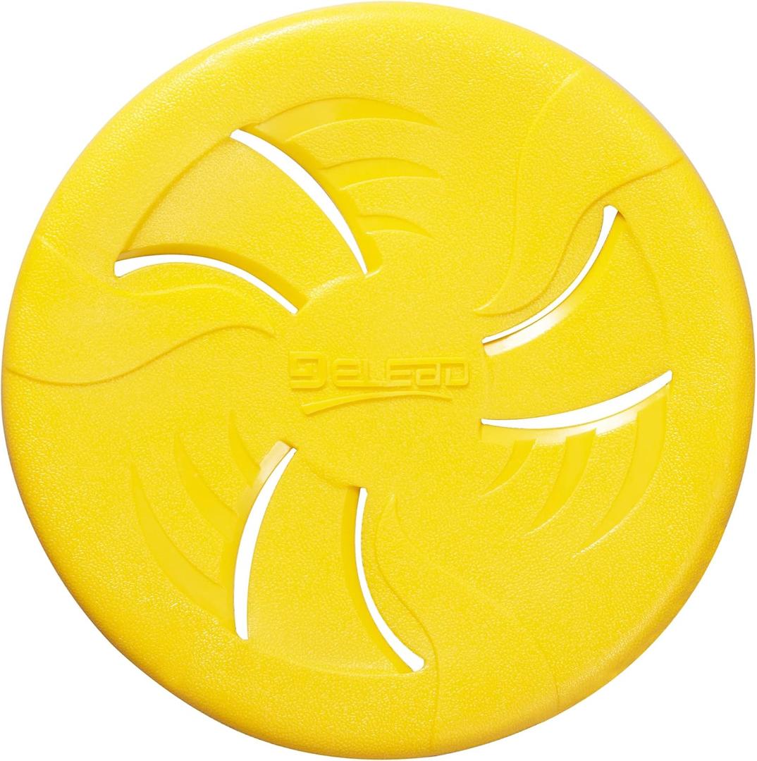 Indestructible Flying Discs, Interactive Dog Toy, Soft Lightweight Fetch Toys for Medium Large Dogs, Floats in Water & Safe on Teeth, 9 inch(Large, Yellow)