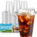 110 Pack 16 oz Clear Plastic Cups with Lids, 16 oz-110pcs (EXP 01/01/36)