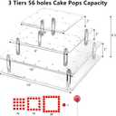 Frcctre 3 Tier Acrylic Cake Pop Display Stand, 56 Holes Clear Acrylic Lollipop Holder Square Cupcake Dessert Candy Holder for Wedding Baby Shower Birthday Parties Anniversaries