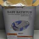 Collapsible Baby Bathtub with Soft Cushion and Thermometer, Newborn to Toddler Tub 0-36 Months with Toy Storage Mesh Bag, Portable Travel Bath for Infants (Grey)