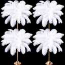 Yunlly 120 Pcs Large Natural Ostrich Feathers Plumes 14-16 Inch Ostrich Plumes Feathers Bulk for DIY Crafts Wedding Party Centerpiece Vase Decor Barrettes Cocktail Hats Decor (White)