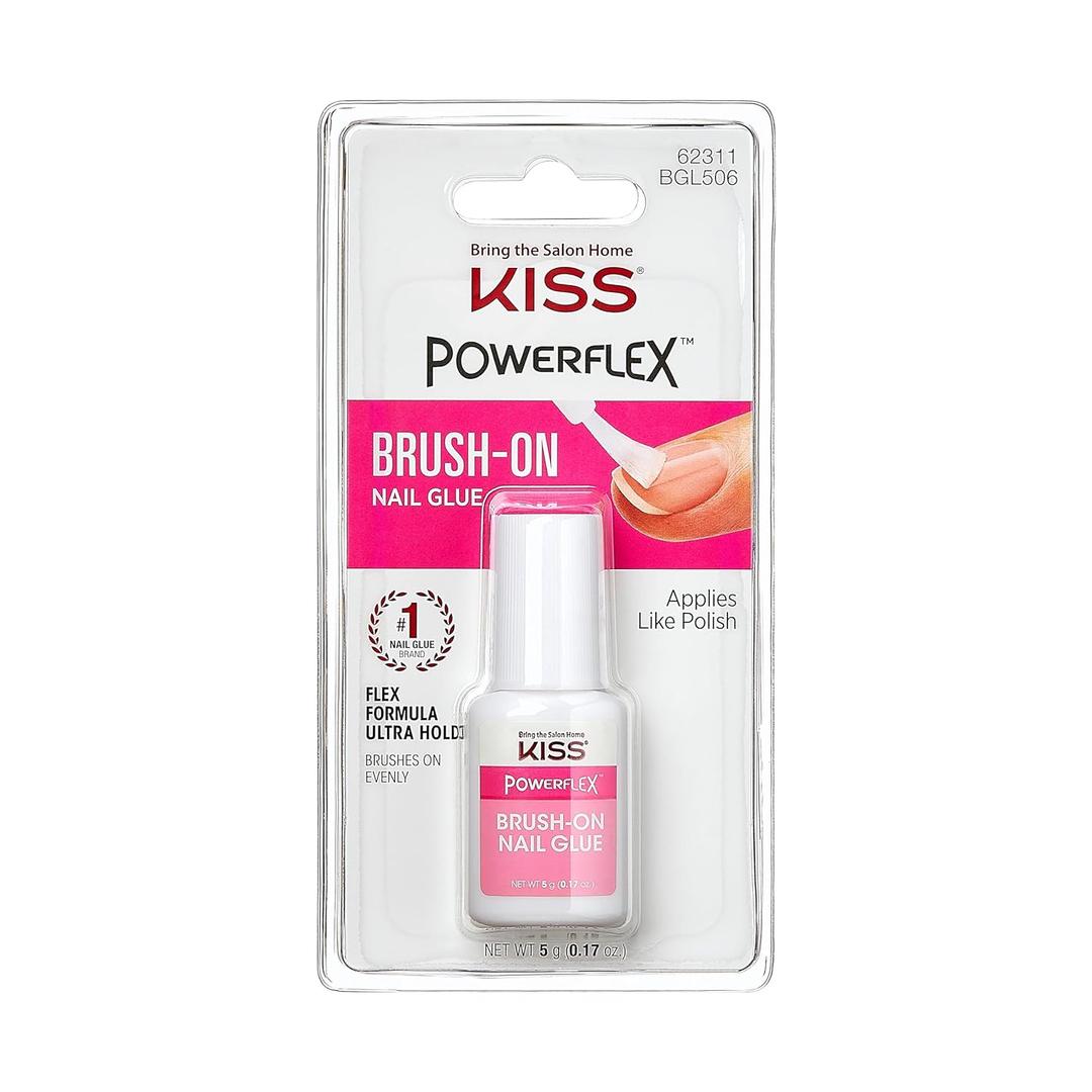 KISS Powerflex, Nail Glue for Press On Nails, Nail Bond, Includes 5g Brush-on Glue (0.7 Oz, Pack of 1, Clear)