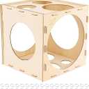 Worown 11 Holes Collapsible Wood Balloon Sizer Box Cube, Balloons Size Measurement Tool Wooden for Party Decorations (2-10 Inch) (Natural)