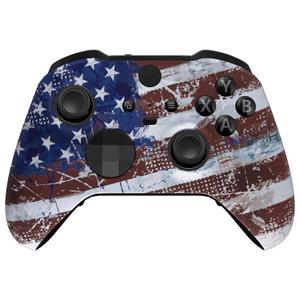 eXtremeRate Impression US Flag Replacement Faceplate Cover for Xbox One Elite Controller Series 2 (Model 1797), Soft Touch Front Housing Shell & Accent Rings for Xbox Elite Series 2 Core Controller