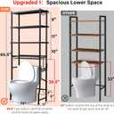 4-Tier Over-The-Toilet Storage Rack, Bathroom Organizer Shelf Over Toilet With Shelf Waterproof Feet Pad And Basket, Multifunctional Space Saver Bathroom Shelves Above Toilet for Room (Black), 24 x 11 x 65.5 inches