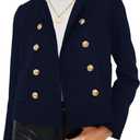 Kedera Womens Cropped Tweed Blazer Jackets Long Sleeve Open Front Blazer for Work Casual Business Outfits (Large)