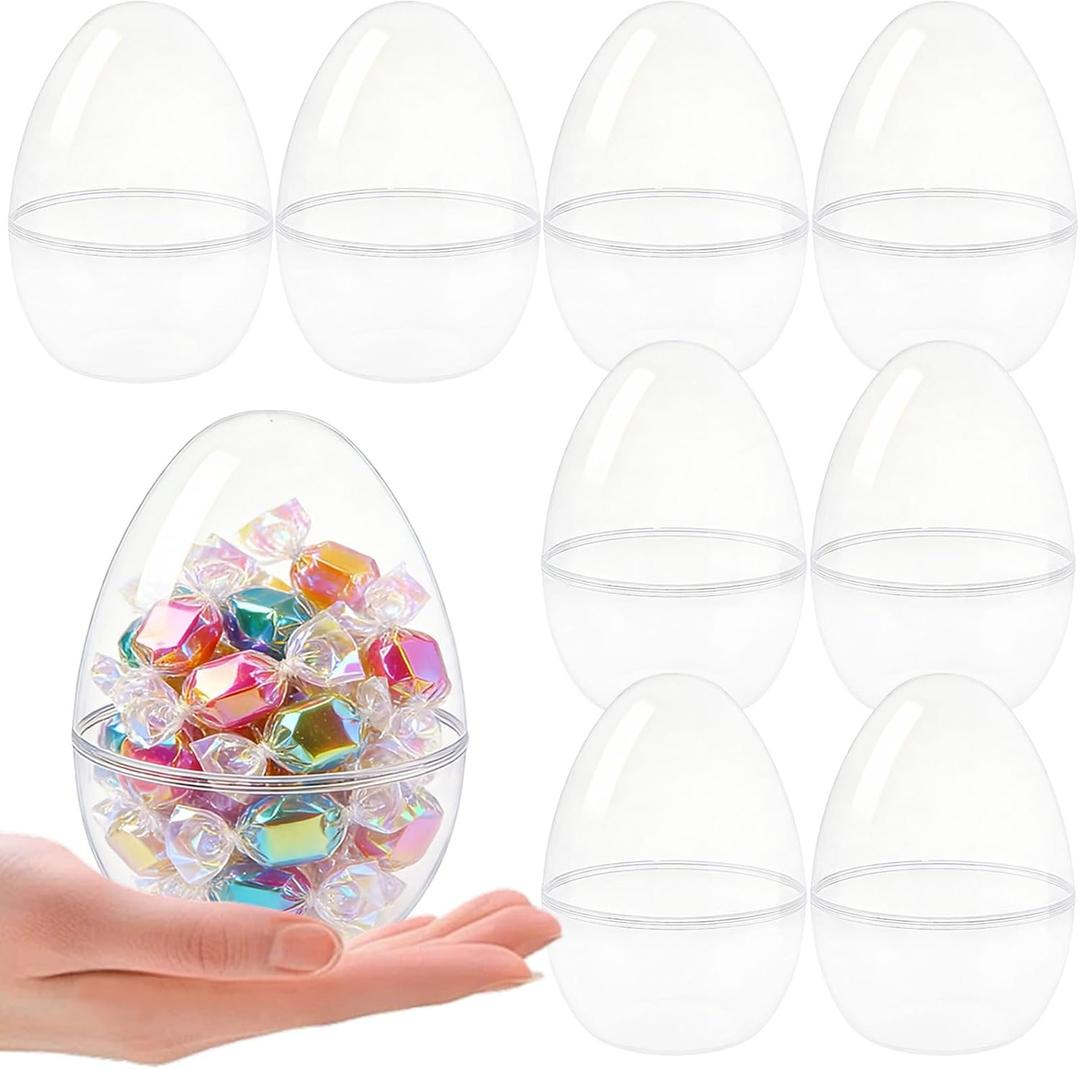 8 Pieces 6 Inch Giant Clear Easter Eggs Plastic Large Transparent Easter Egg for Easter Gift Basket Fillers Huge Clear Easter Eggs for Easter Hunting Game Party Decor