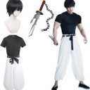 Full Set Anime Cosplay Costume For Fushiguro Party Role Wig Bamboo Sword (XL)