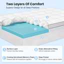 King Size Dual Layer 4 Inch Memory Foam Mattress Topper, 2 Inch Gel Memory Foam and 2 Inch Pillow Top Mattress Pad Cover, Thick Soft Bed Topper Medium Support for Back Pain, White