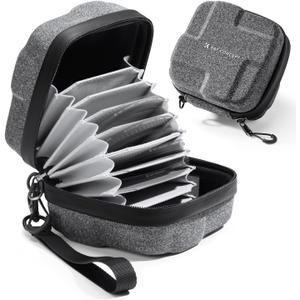 K&F CONCEPT 10 in 1 Lens Filter Case, Hard Shell Camera Filter Pouch Up to 82mm with Hand Strap, Waterproof Camera Lens Filter Storage Wallet for ND UV CPL Filter Pouch