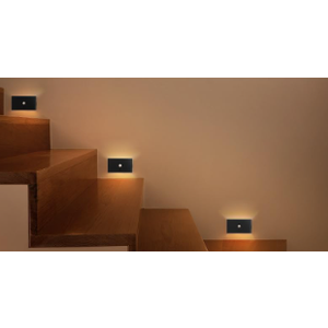 wowatt 3 Packs Rechargeable Motion Sensor Stair Light Black (Magnetic Mounting Design) (Lighting Dimmable) Battery Night Lights for Stairway, Hallway, Bathroom