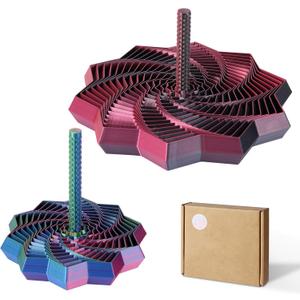 2 PCS 3D Printed Sensory Fidget Star with Handles, Colorful Fractal Expanded Fidgets Hexagon Whirling Spiral Star Shaped Toys for Office Desktop Decompression Toys Stress Relief Whirling Spiral