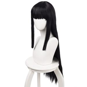 High Temperature Synthetic Black Long Straight Bangs Wig for Cosplay Jabami Yumeko Wig Halloween Costume Wig