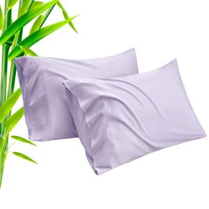 TELUS Pillow Cases King Size 2 Pack, Bamboo Rayon Cooling Pillowcases with Envelope Closure, Cool Breathable Pillow Cover for Hot Sleepers & Night Sweats, 20x40 inch, Purple
