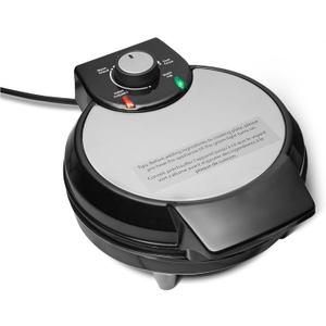 Amazon Basics Belgian Waffle Maker with 8-inch Round Ceramic Non-Stick Plate, Browning Control, Black