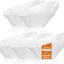 Goodluck 5 Pack White Plastic Serving Bowls for Party - 20 OZ Angled Disposable Serving Bowls for Wedding Party Chip, Candy, Salad & Fruit