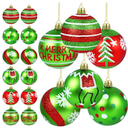 12pcs 2.4 Inch Christmas Ball Ornaments Glittering Red and Green Swirl Candy Cane Elf Balls for Christmas Tree Decorations, Plastic Hanging Pendants for Home Indoor Holiday Party Decor