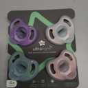 Tommee Tippee Ultra-Light Silicone Pacifier, 0-6 Months, Symmetrical One-Piece Design, BPA-Free Silicone Binkies, Pink/Purple/Green, Pack of 4