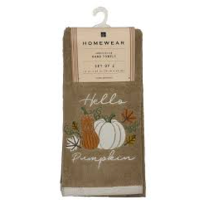 Homewear Embroidered Hand Towels - Hello Pumpkin, Pack Of 6
