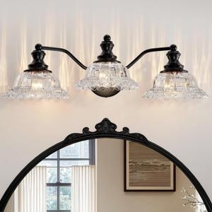 Espird Farmhouse Vanity Lights for Bathroom Light Fixtures Black Vanity Lights 3 Light Bathroom Light Fixtures