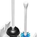 OXO Good Grips Toilet Brush & Plunger Set | Two Bathroom Essentials in one Space-Saving Canister | Toilet Bowl Cleaner and Plunger with Holder, Perfect for Small bathrooms