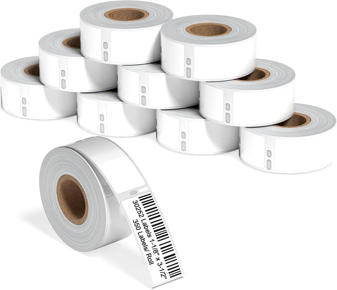 Compatible with Dymo Labels 30252 Address Labels 1-1/8 x 3-1/2 Work with Dymo 450, 450 Turbo, 4XL, 400, Label Printers (10 Rolls /3500 Labels)