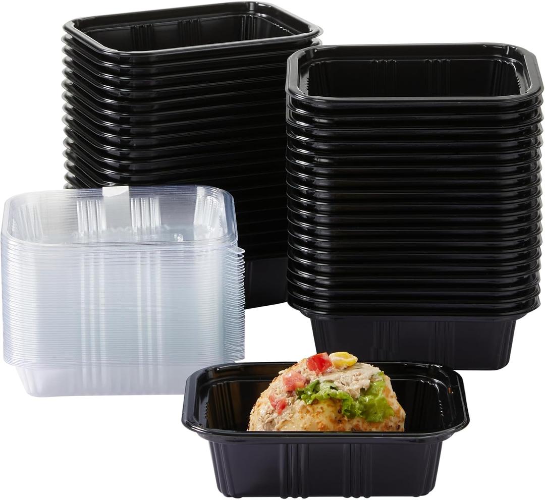 600PCS Black Sushi Trays with Lids Plastic Sushi Containers Disposable Sushi Box (XS)