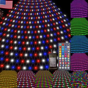 Color Changing Net Lights 9.8x6.6 ft Connectable Plug in RGB LED Mesh Lights with Remote for Xmas Tree, Bushes, Wedding, Garden, Indoor, Outdoor 4th of July Decorations Clearance