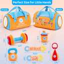 Baby Toys 3-6-12 Months Sensory Toy for Babies Workout Dumbbell Weights Toy Set with Rattles,Crinkle,Mirror & Teether,Montessori Toys for 6 Month Old Infant Baby Girl Boy Gifts