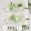 4PCS Acrylic Floating Shelves for Wall, 15" Clear Acrylic Shelves, Bathroom Shelf with Two Types of Installation, Space Saving Hanging Wall Shelf for Bathroom, Living Room, Bedroom, Kitchen