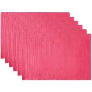 DII Basic Everyday Ribbed Tabletop 100% Cotton, Placemat Set, 13x19, Flamingo, 6 Piece