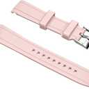 Juntan Curved Ends Silicone Watch Band 20mm 22mm Universal Soft Rubber Sport Replacement Watch Straps for Moonswatch Multiple Colors Watch Bands Men Women (Pink)