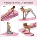 Foldable Yoga Mat Non Slip, Pilates Fitness Mats, 72" x 24" Extra Width Thick, Anti-Tear Exercise Mat with Carrying Strap and Bag, Workout Mats for Stretching,Yoga Studio,Gym or Home Workouts Pink