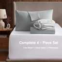 Nestl Short Queen Bed Sheet Set - Light Grey - Instantly Soft Microfiber, No Break-in Wash - 4-Piece Deep Pocket Sheets & Pillowcases, Stays Put All Night