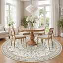 Round Area Rug for Living Room: 8ft Washable Rug for Bedroom Beige