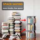 SpaceAid 3 Tier Rotating Bookshelf Tower, Spinning Bookcase Lazy Susan, Revolving 360 Book Shelf Storage Round Carousel, Vertical Rotate Turning Spiral Corner Organizer, Gray, 3 Tier, 37.8" H