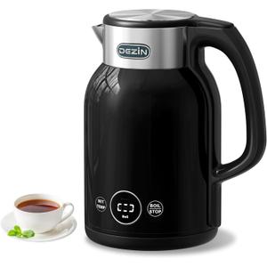 DEZIN Electric Kettle Temperature Control, 1.7L Stainless Steel Electric Tea Kettle with LED Display, 1200W Rapid Boil, 12H Keep Warm, 9 Presets Modes Hot Water Boiler Heater for Tea, Coffee, Black