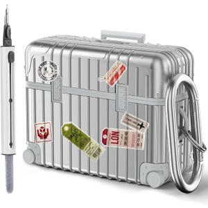 AirPods Pro 2 Case Cover, KOREDA Cute Funny Suitcase Design Hard Case for Airpods Pro 2nd Generation/1st Generation (2023/2022/2019) with Cleaner Kit, Silver