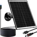 FUTUREZEN 10W Solar Panel for Security Camera, Trail Camera, Type-C Device, Solar Charger with USB-C, Micro USB & DC 5.5x2.1mm Port, IP66 Waterproof, Adjustable Mount, 7.2FT Cable