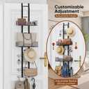 Purse Organizer, Bag Organizer for Closet Door, Over The Door Hanging Handbag Storage Rack with Adjustable 12 Metal Hooks & 2 Baskets, Foldable, No Tools Installation