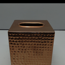 Tissue Box Cover Holder Square - Gold Cube Tissues Boxes Covers Bathroom Accessories - Decorative Bronze Facial Paper Holders Modern Home Decor - Vintage Matte Wood Metal Tissue Dispenser for Office (Copper)