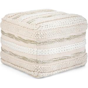 SIMPLIHOME Sommer Boho Square Pouf in Natural Handloom Woven Pattern for the Living Room, Bedroom and Kids Room