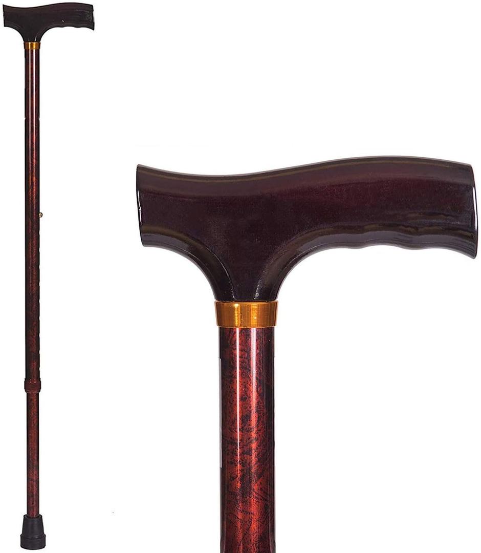 DMI Lightweight Aluminum Adjustable Walking Cane with Derby-Top Handle for Men and Women, 1 Count