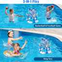 Pool Basketball Hoop 3-in-1 Basketball Football Ring Toss Games Pool Toys with 5 Balls, Floating Basketball Hoop for Pool for Kids & Adults Indoor Outdoor
