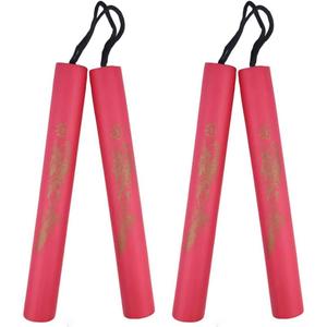 Safe Foam Rubber Training Nunchakus Cord Nunchucks 2PCS for Kids Beginners Practice and Training (Red)