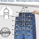 Pants & Skirt Hangers with Clips, Newly Upgraded Detachable - Space Saving Hangers, 6-Tiers Foldable Skirt Hangers for Women - Hanging Closet Organizer and Storage-2pack, Patent Pending