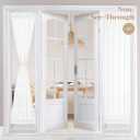 HOMEIDEAS Non-See-Through French Door Curtains Set of 2 for Front Door, Light Filtering Privacy Semi Sheer Window Curtains with Rod Pocket and Tie Back, White, 26W X 72L Inch