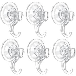VIS'V Suction Cup Hooks, Small Shower Suction Hooks, Heavy Duty, Removable and Reusable, Clear, 6 Pcs