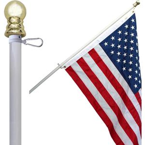 American Signature Heavy-Duty Aluminum Tangle Free Spinning 5 Foot Flag Pole with Metal Mounting Rings - Outdoor Wall Mount Flagpole for Residential Commercial (5' White)
