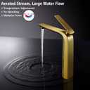 TOCALOCA Tall Bathroom Faucets Brushed Gold, One Hole Single Handle Lever Faucet for Vessel Bowl Sink, Premium Brass Bathroom Basin Faucet Lavatory Mixer Tap Gold